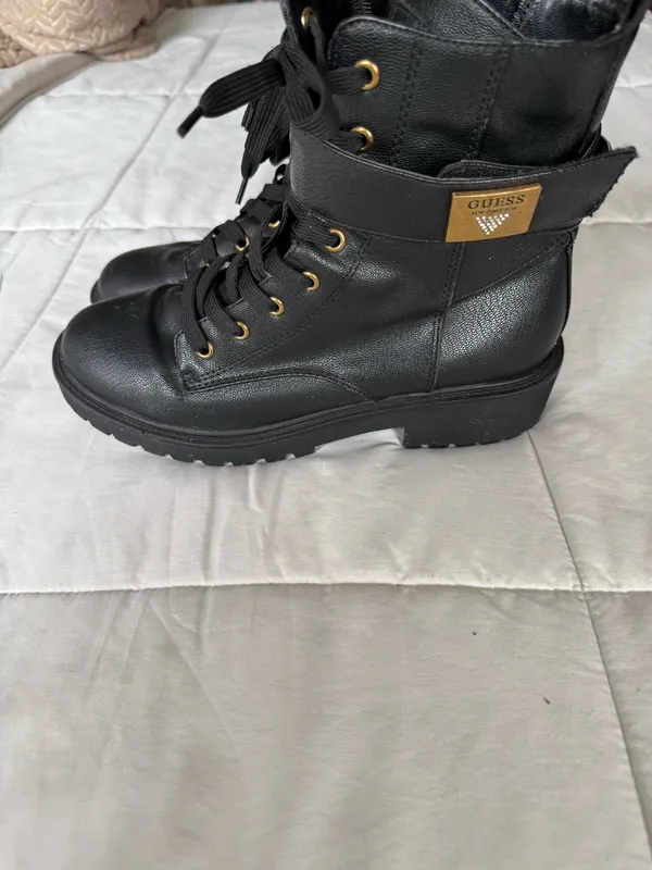 Guess Jeweled Logo Combat Boots Black - Image 7