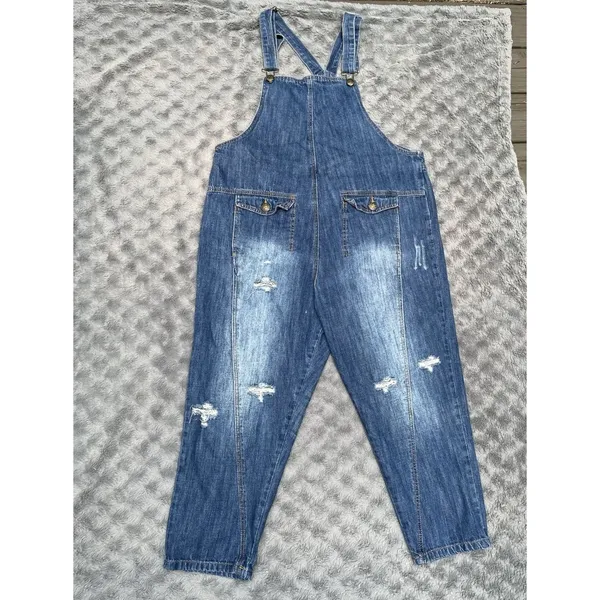 Monthorigin Denim Overalls OS Boho Lagenlook Cottagecore Festival Farm Core M - Image 9