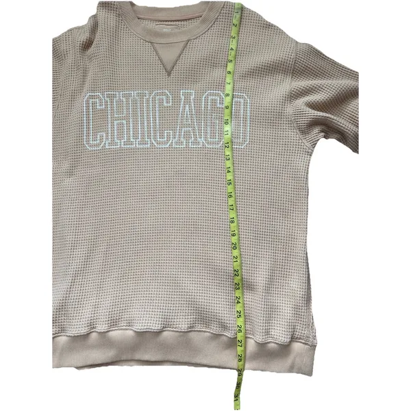 Aerie Womens Medium Waffle Knit Long Sleeve Pullover Crewneck Chicago Loungewear - Image 13