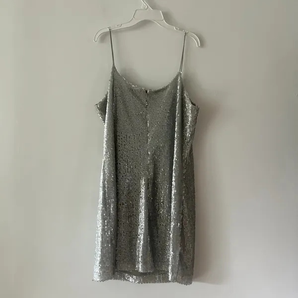 Nasty Gal Sequin Silver Strappy Mini Dress Size 4 - Image 6