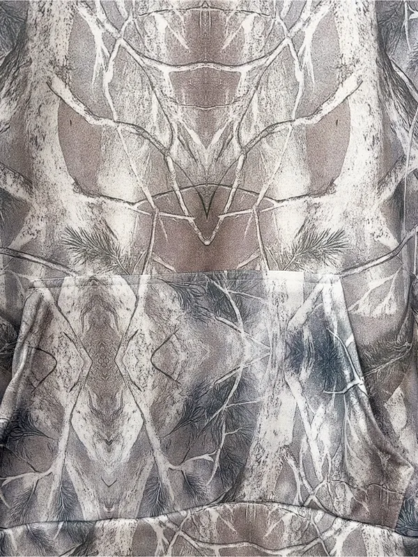 Amazon Gray Abstract Snakeskin Print Lightweight Pullover Hoodie - Image 3