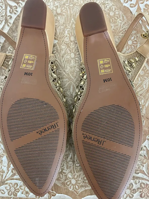 J Renne Gold Embellished Slip -On Mules - Image 11