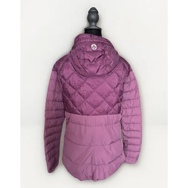 Lululemon 800 Fill Down Jacket Womens Small Hooded Purple Puffer Lightweight - Image 5