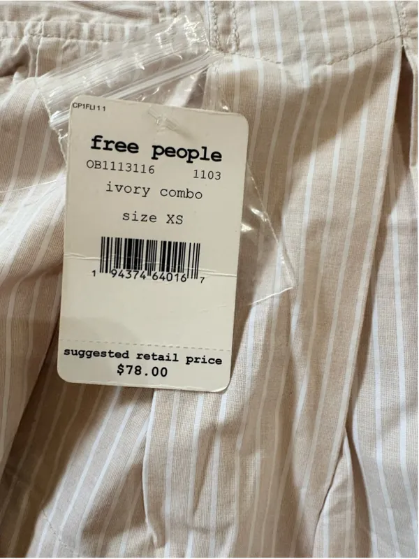 Free People Good Feels Stripe Sleeveless Top In Ivory Combo Women's Size XS NWT - Image 6