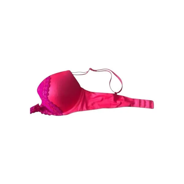 Victoria’s Secret Push Up Bra 34B Plunge Neon Pink Underwire Purple Floral Lace - Image 9
