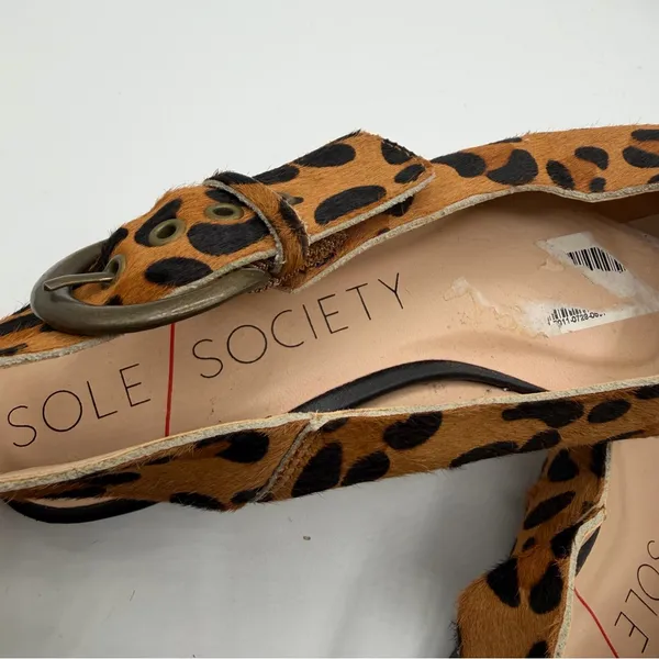 Sole Society Topanga Leopard Calf Hair Slingback Flats Buckle Women’s 5.5 - Image 7