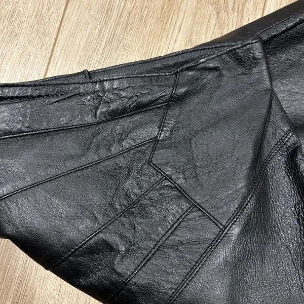 Vintage Vickie Leather Black Genuine Leather Paneled Midi Pencil Skirt 5 25‎ XS - Image 6