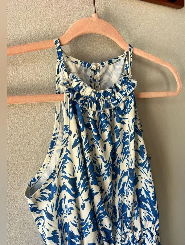 Blue Allover Print Halter Neck Romper Size Small/4 - Image 9