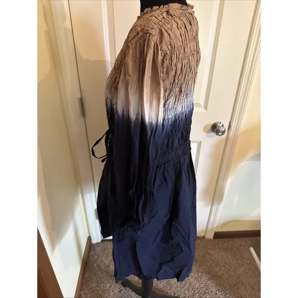 APIECE APART Aldea Smocked Mini Dress Navy Shibori Dress Small Boho Coastal - Image 4