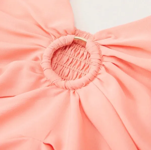 Abercrombie & Fitch Coral Pink Ruched O-Ring Cami Crop Top - NWOT - XS - Image 2
