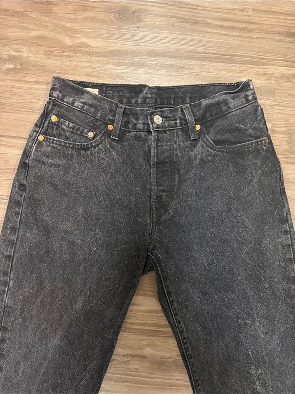 Levi's Premium 501 90s Jeans 28 Fits 29x28 Static Black Noise Grunge $98 - Image 3