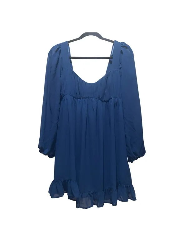 Abercrombie & Fitch Blue Mini Dress Long Sleeve Babydoll Ruffle Hem MP Fairycore - Image 3
