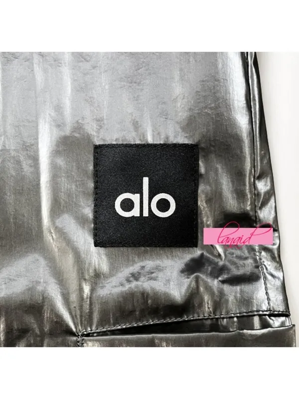 Alo Metallic High-Waist Break Line Joggers Silver Chrome Shiny Hi-Rise Waisted S - Image 7