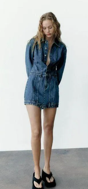 Zara Nwt Denim Trf Dress - Image 4