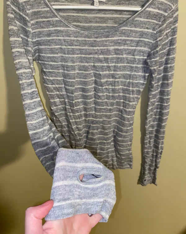 Striped Sweater with Thumb Hole - Image 3