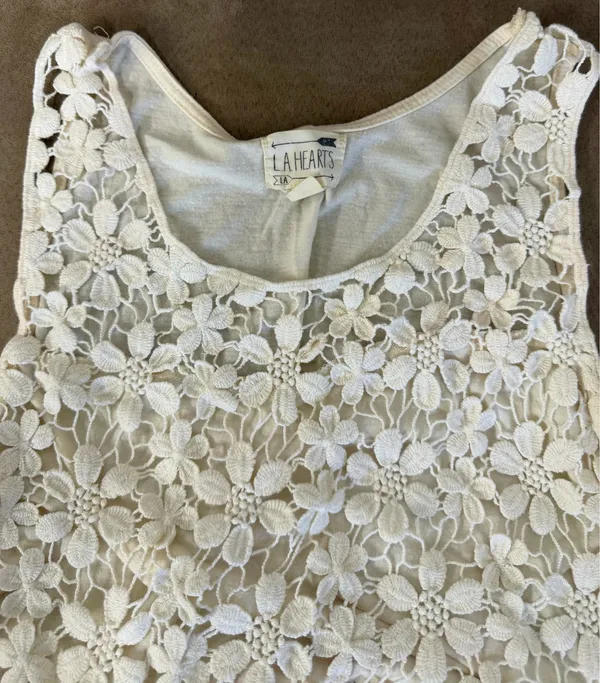 Pacsun LA Hearts White Crochet Tank - Image 2