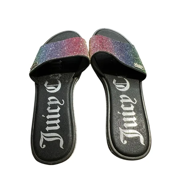 Juicy Couture Bling Slides Sandals Size 7 Rainbow‎ Rhinestone Shiny #S22-1 - Image 4