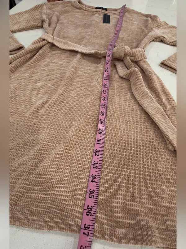 Adrienne Vittadini Peach-Beige Waffle Knit Top - Image 3