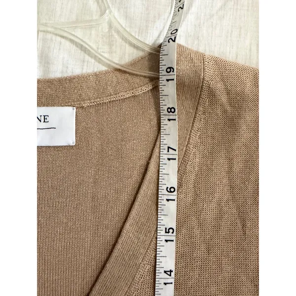 La Ligne Cardigan Women Size S Tan Black Striped Linen Cropped V-Neck - Image 8