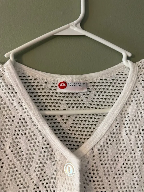 White Crochet Swim Coverup Top - Image 3