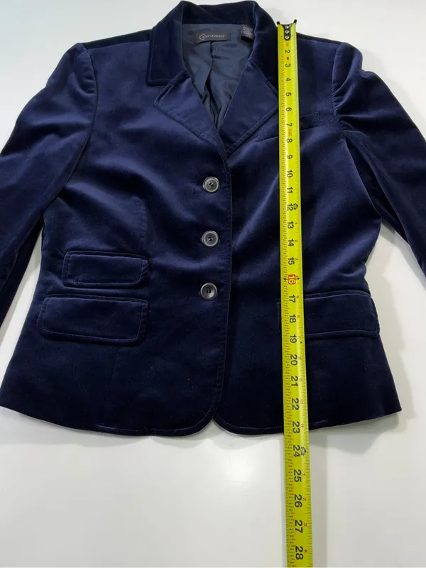 Context Tailored Velvet Blazer in Dark Blue Size 10 NWOT - Image 3