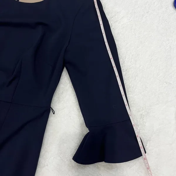 Navy Sheath Dress Women Sz 6 Connected Apparel Bell Sleeve Cocktail Work Midi - Image 8