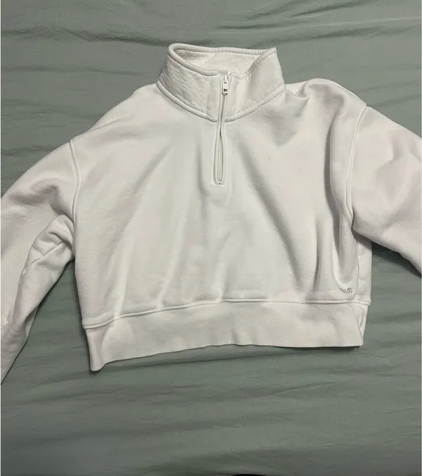 TNA Aritzia White Cropped Quarter Zip - Image 2