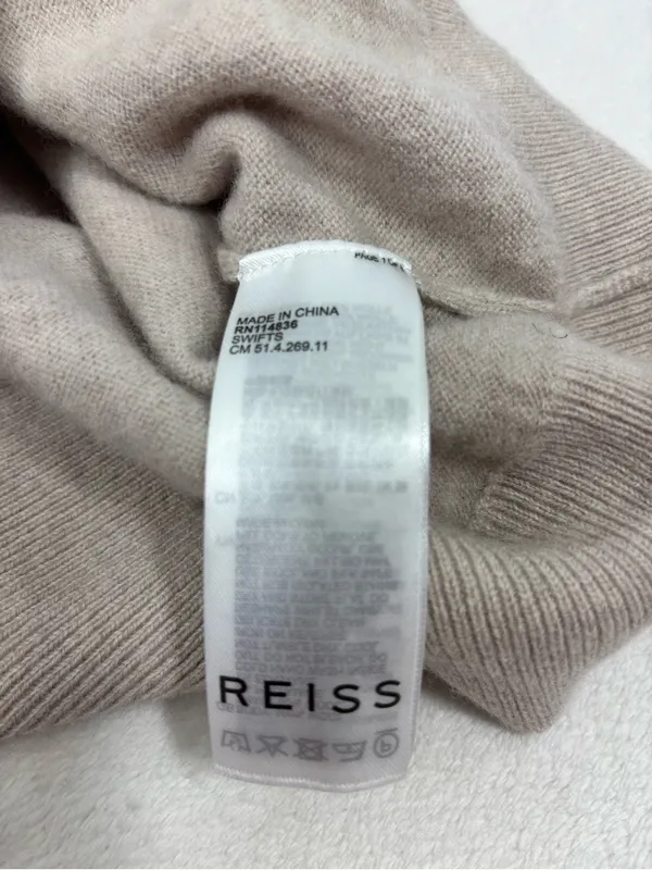 Reiss 100% Wool Cream V-Neck Collared Casual Sweater Size L - Image 9