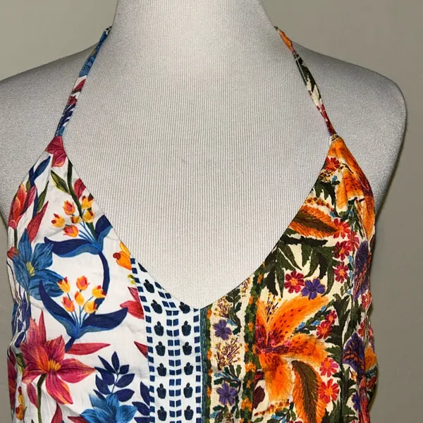 Farm Rio for Anthropologie women’s small floral spliced halter blouse - Image 3