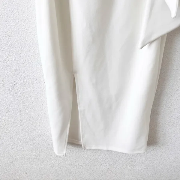 Hello Molly Taking it Back One Shoulder Cutout Bridal Bodycon Dress in White - Image 5