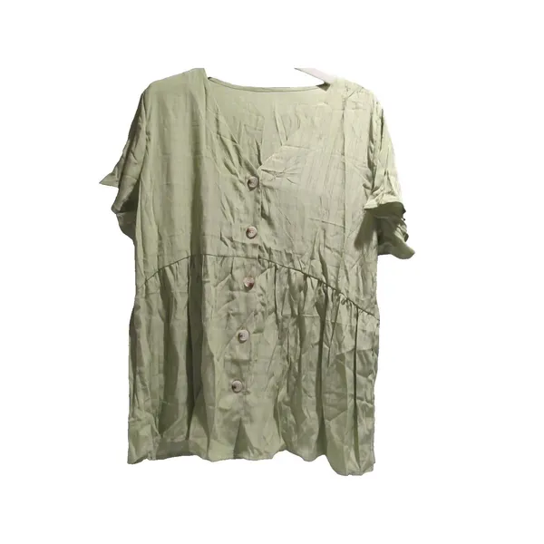 JayGate Women’s Babydoll Peplum Blouse XXL NWT Light Green V-Neck Button Down - Image 5