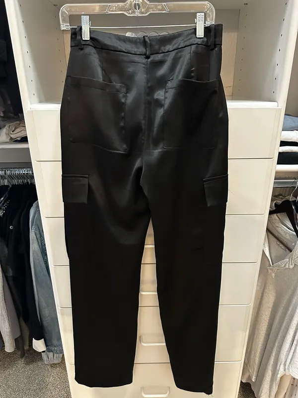 ZARA Satin Cargo Pants Black - Image 7