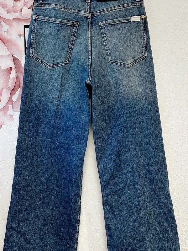 7 For All Mankind Ultra Hi Rise Wide Leg Jo Petite New With Tags Sea Level 28 - Image 12