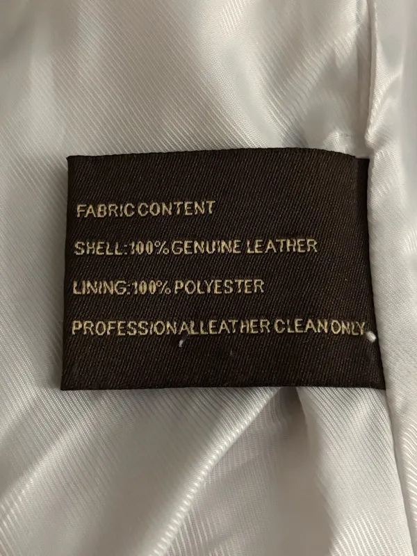 Juliano Gelin Leather Jacket Women’s Size M White Full-Zip With Front Pockets - Image 9