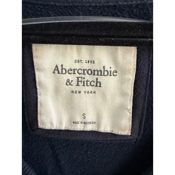 Abercrombie & Fitch Navy Blue Cropped Graphic Logo Sweatshirt Womens Small - Image 3