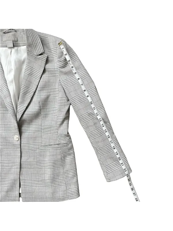 H&M Glen Plaid Single Button Notch Lapel Suit Jacket Lined Blazer Size Small - Image 9