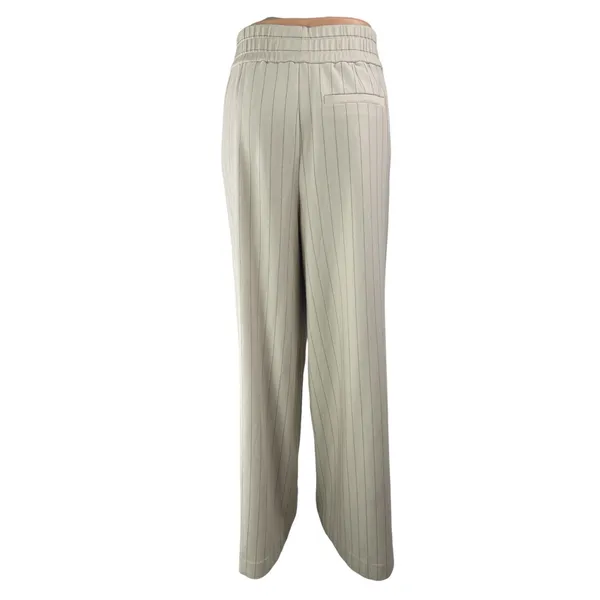 Cos Womens Beige Stripe High Rise Elastic Waist Palazzo Wide Leg Trouser Pants M - Image 2