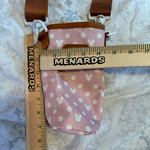 Bioworld Disney Mickey Minnie Pink Polka Dot Water Bottle‎ Crossbody Pouch - Image 7