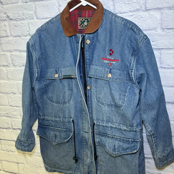 Rode Walker Vintage Chore Barn Field Coat Blue Denim Jacket Men's Medium USA - Image 13