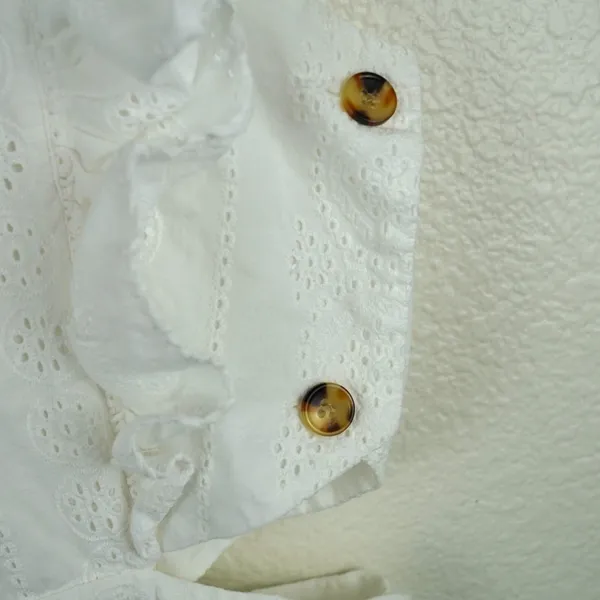 Madewell Eyelet Ruffle Mini‎ Dress 8 White Cutout Cotton Summer Boho Romantic - Image 15