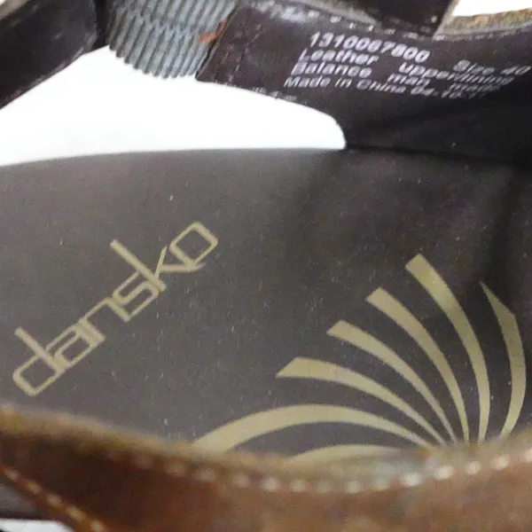 Dansko Rowena Brown Leather Embroidered Peep-Toe High Heel Clogs Size EU 40/US 9 - Image 5