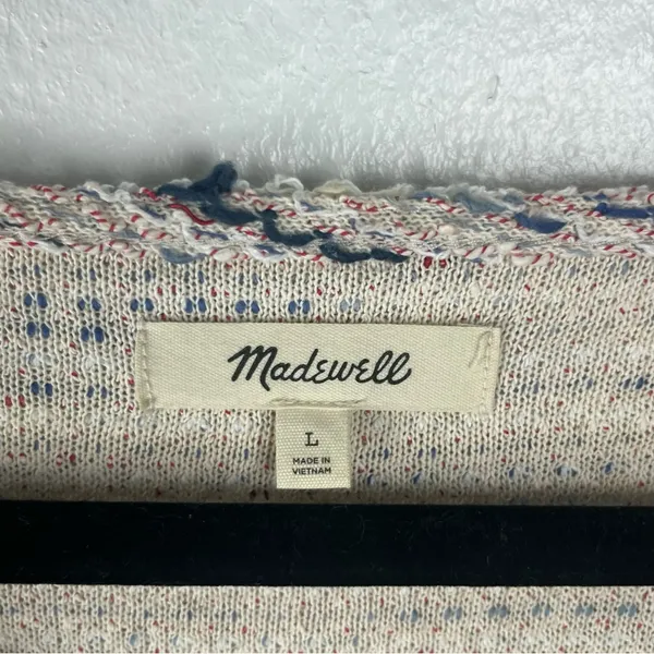 MADEWELL Rainbow Jacquard V-Neck Long Sleeves Sweater Size Large Preppy Casual - Image 3