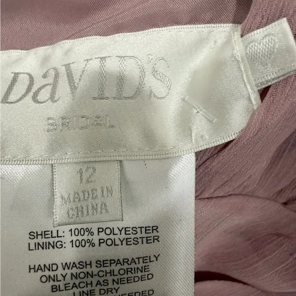 NWT David’s Bridal Formal Mauve Chiffon Ruched Strapless Size 12 Mini Dress - Image 3
