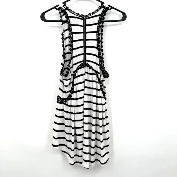 Altar'd State size Small white with black stripes and black crochet‎ accents - Image 5