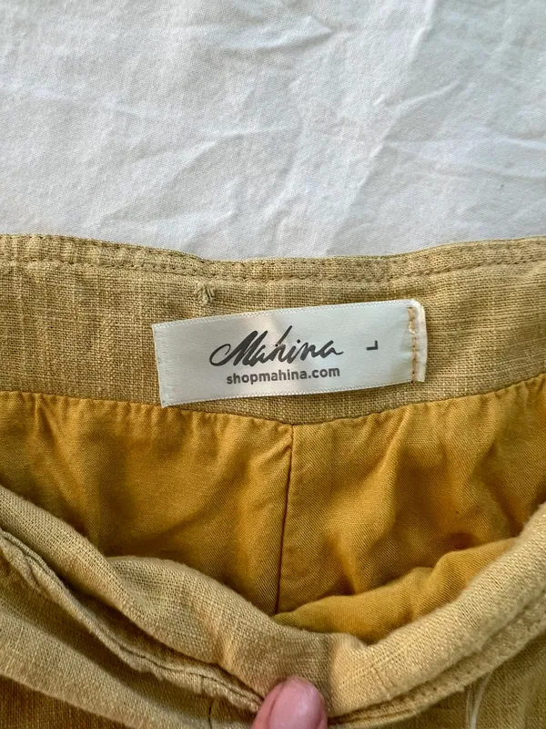 Mahina Yellow Linen Shorts - Image 2