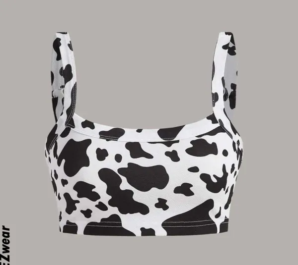 SheIn Cow Print Crop Top - Image 2