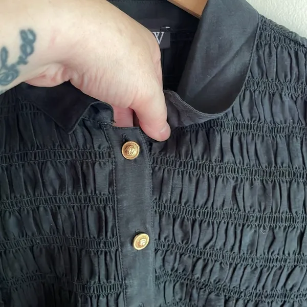 J.Crew Smocked button-up shirt in cotton-blend voile black - Image 8