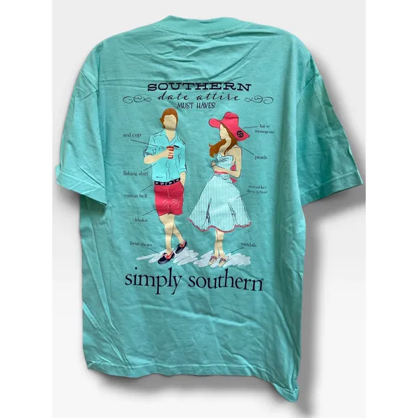 Simply Southern Southern Date Attire Must Haves Mint Graphic T-Shirt M NWT - Image 3