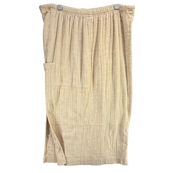 Free People In The Spotlight Midi Skirt Women M Tan Textured Boho Coastal Beachy - Image 4