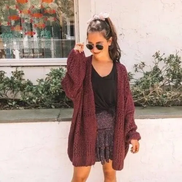 ✨Free People Saturday Morning Knit Oversized Maroon Cardigan Cardi Sweater✨ - Image 4